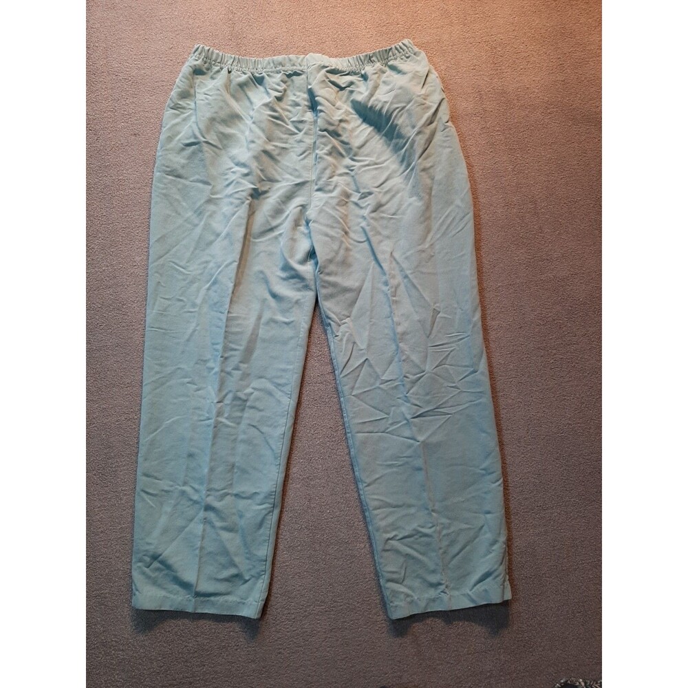 VINTAGE Nino Wong Womens Pants XL Rayon Linen Blue Stretch Pockets 27" inseam